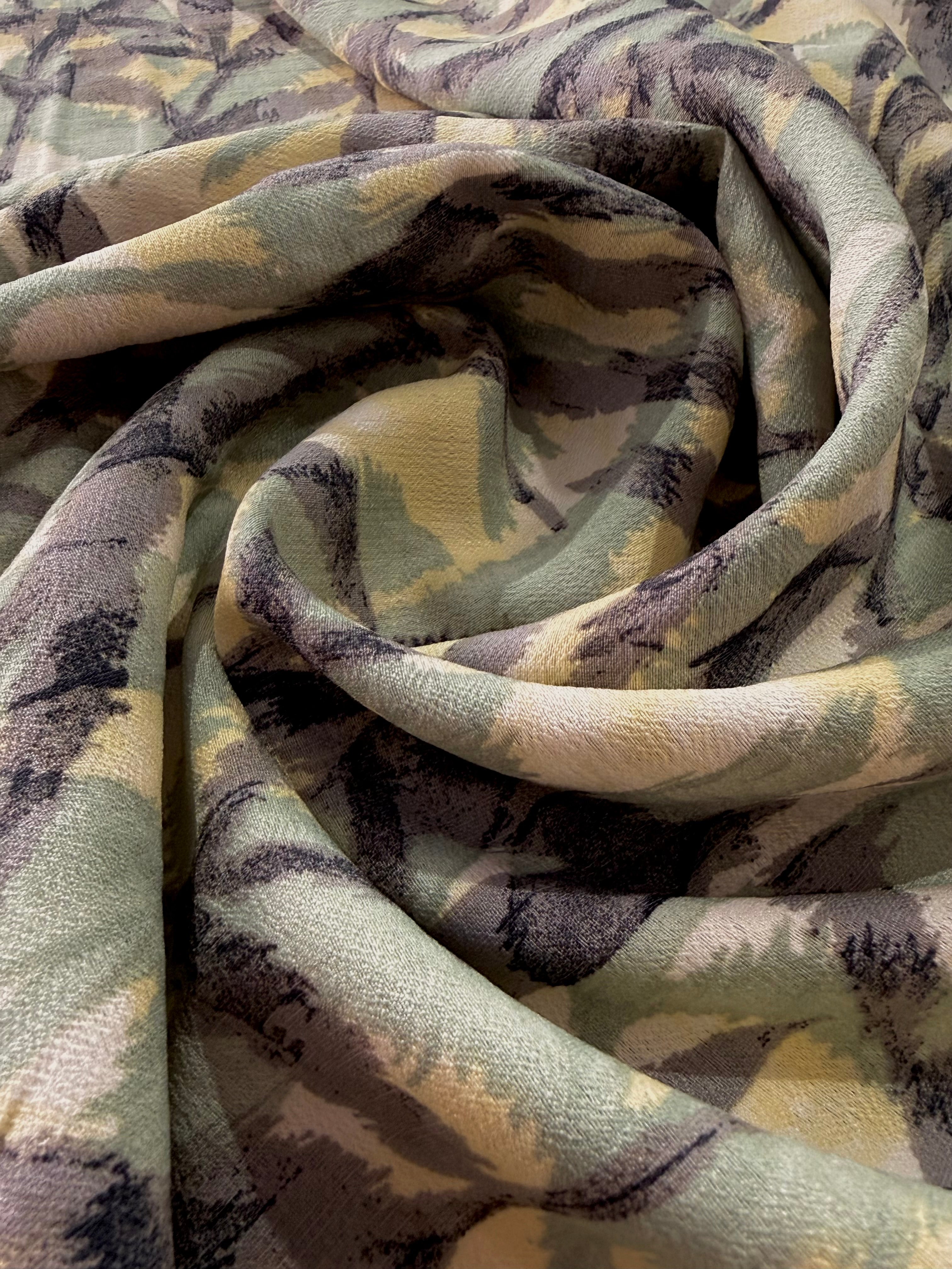 Abstract Leaves Viscose Blend Green