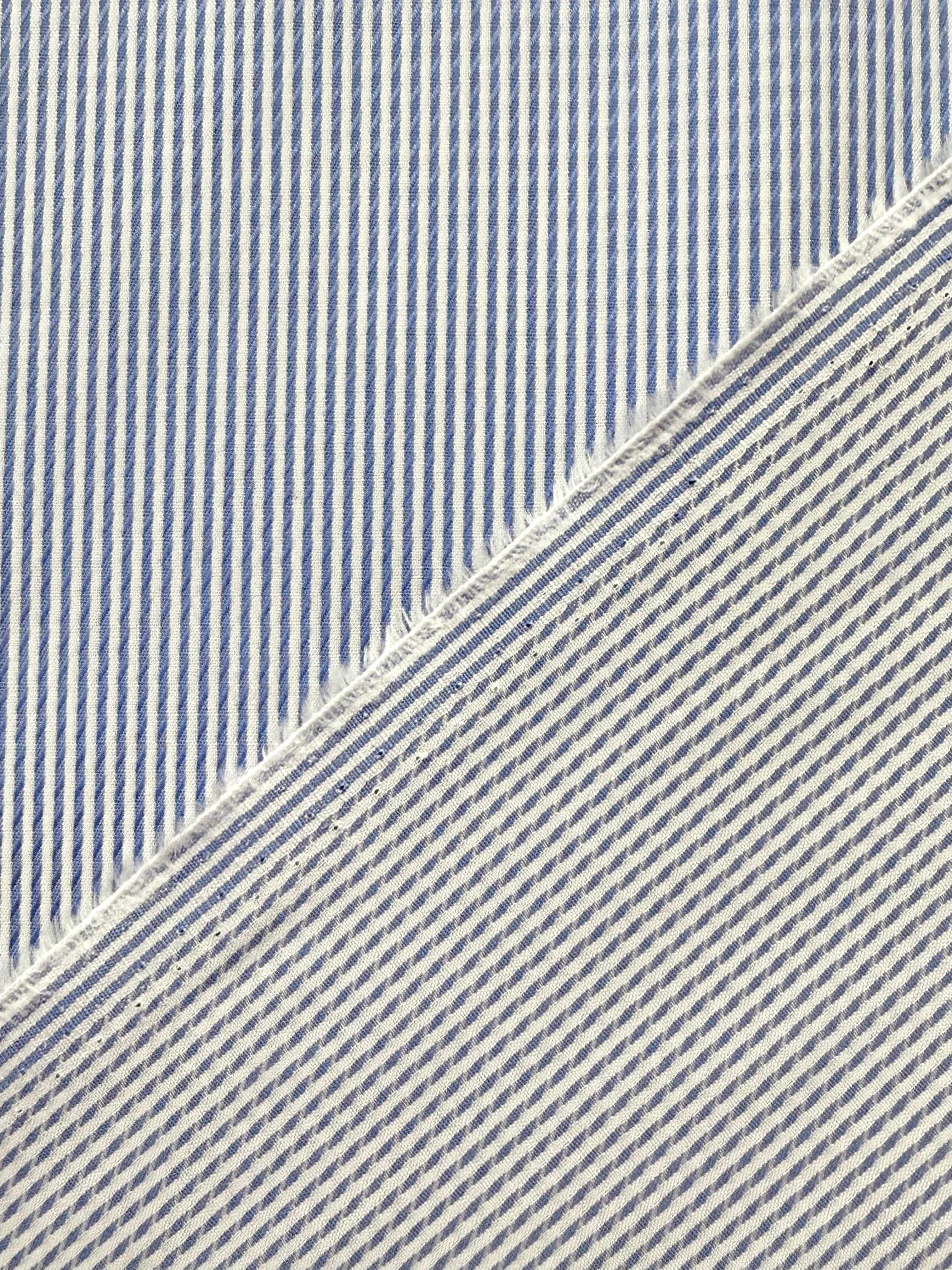Ex Designer Deadstock Stripe Cotton - Pale Blue