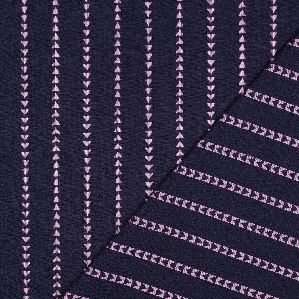 Navy Triangle Stripe Yarn Dyed Cotton