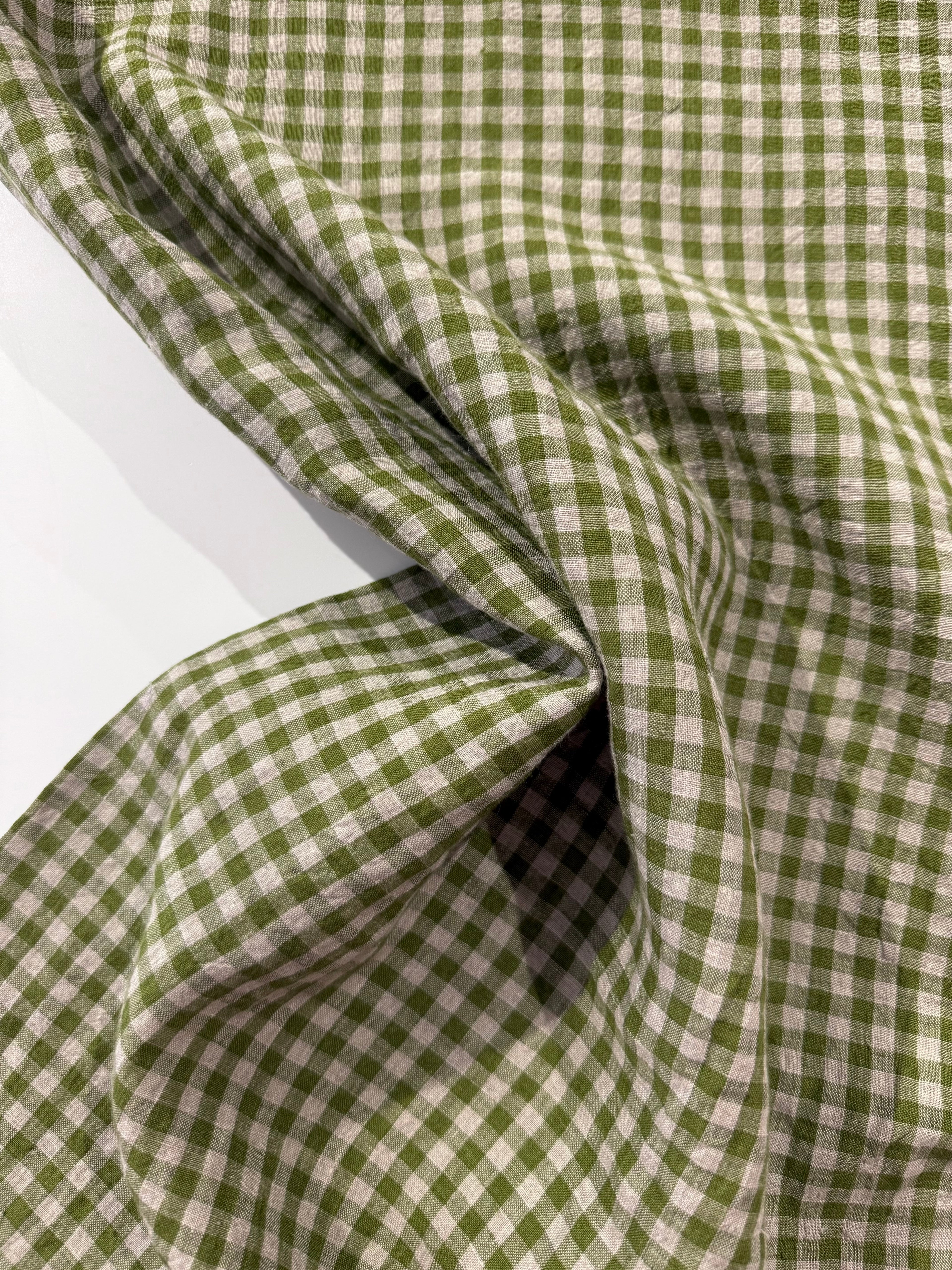 Homestead Gingham Laundered Linen - Kiwi Green - By Lady McElroy