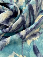 Abstract Leaves Viscose Blend Blue