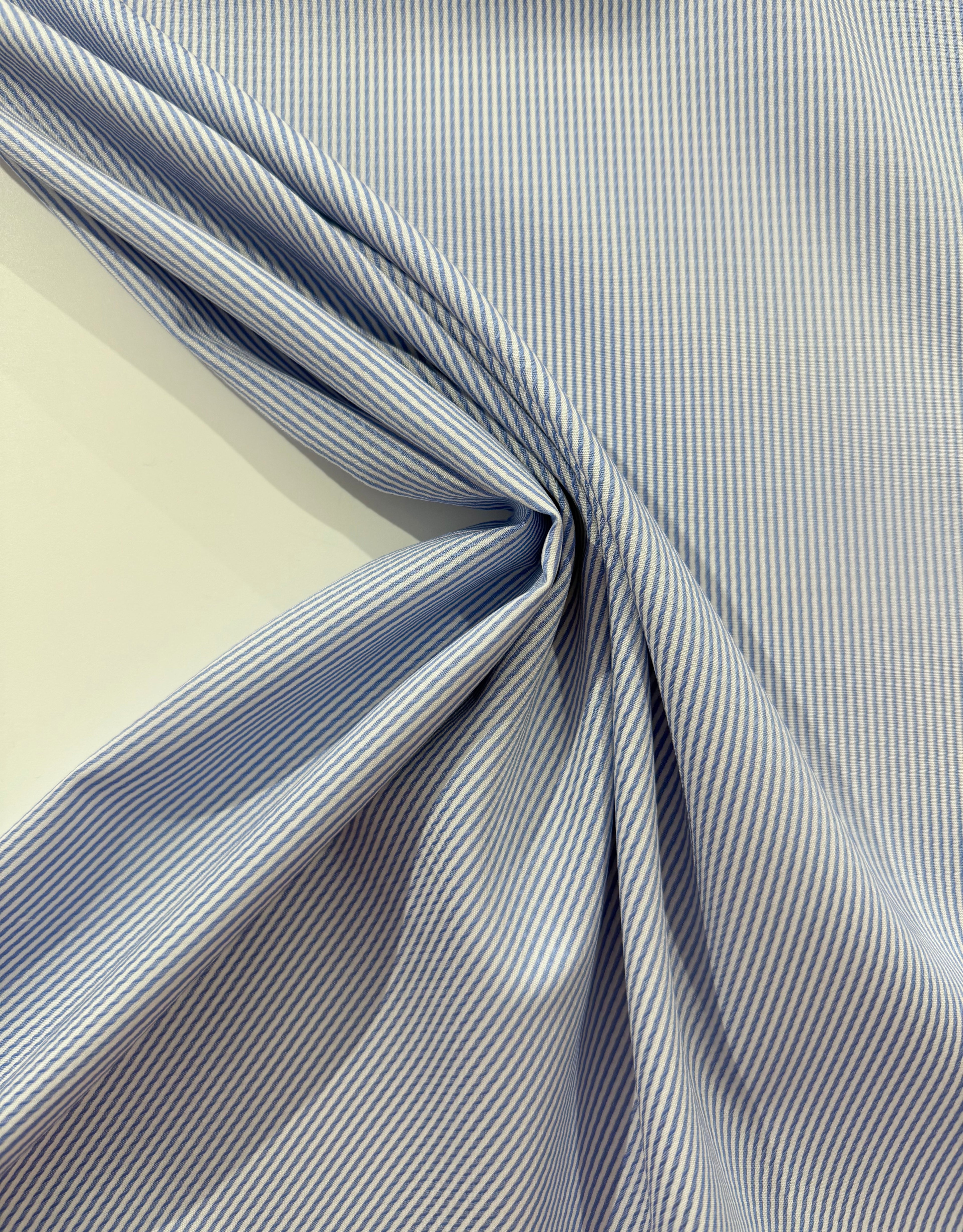 Ex Designer Deadstock Stripe Cotton - Pale Blue