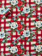 Floral Gingham Check Cotton Viscose Blend