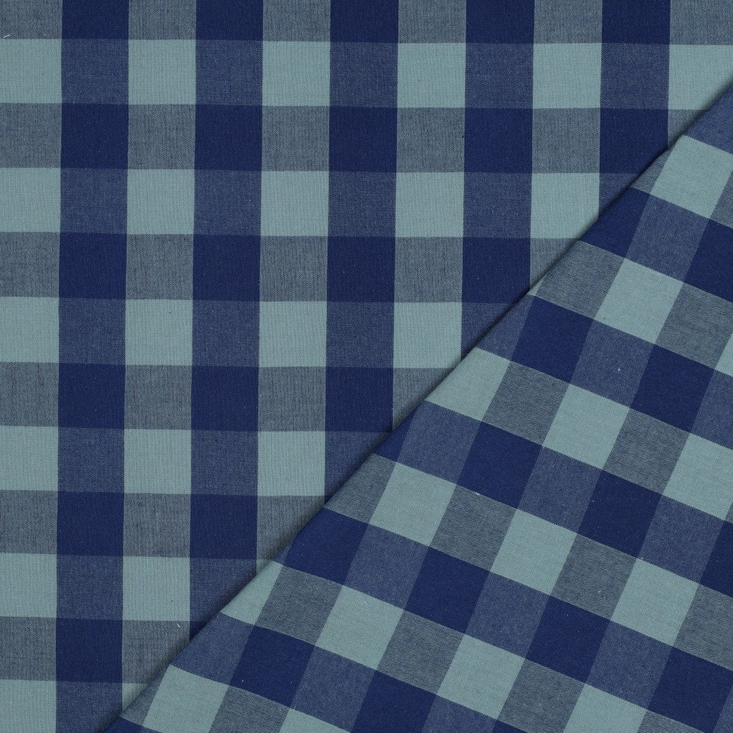 Blue And Green Cotton Yarn Dyed Check