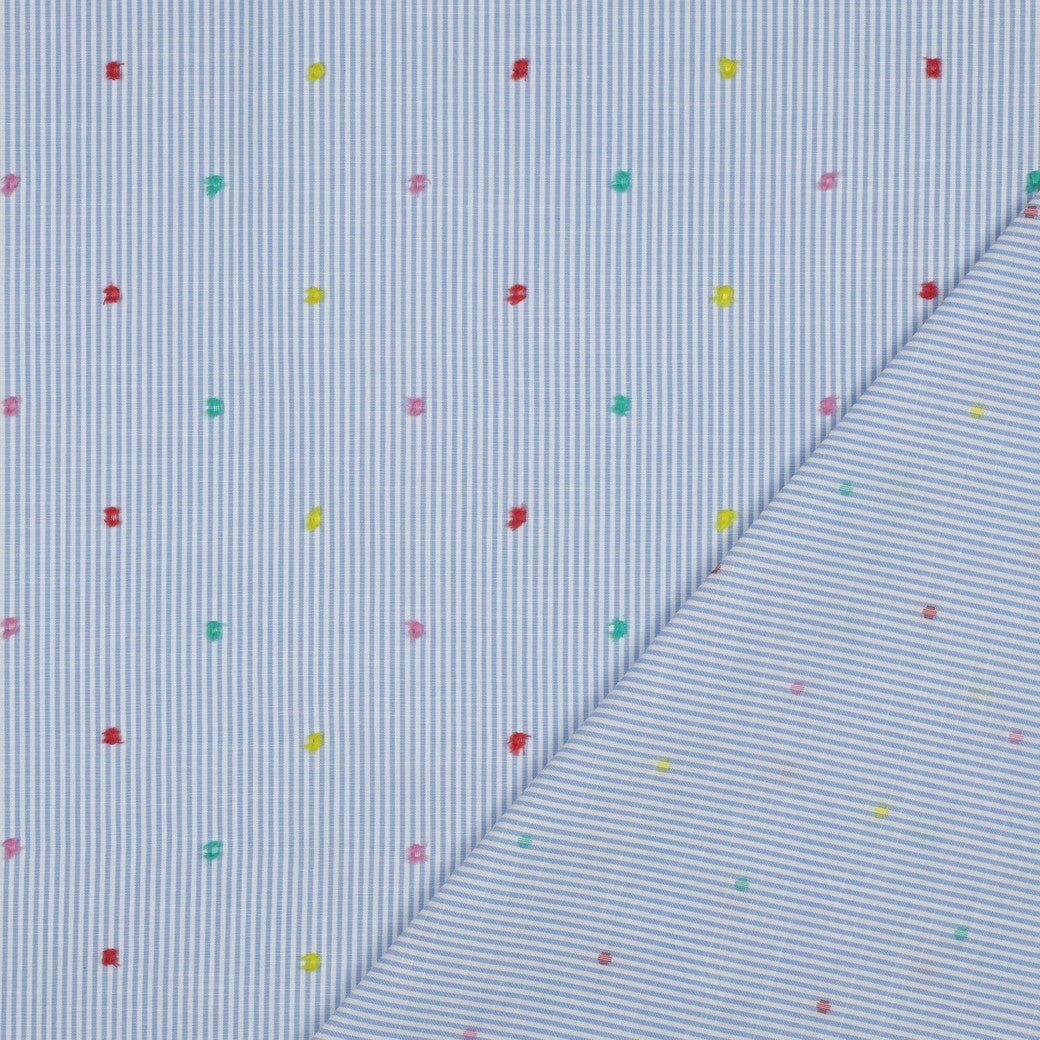 Pinstripe With Multicoloured Dobby Spot Cotton
