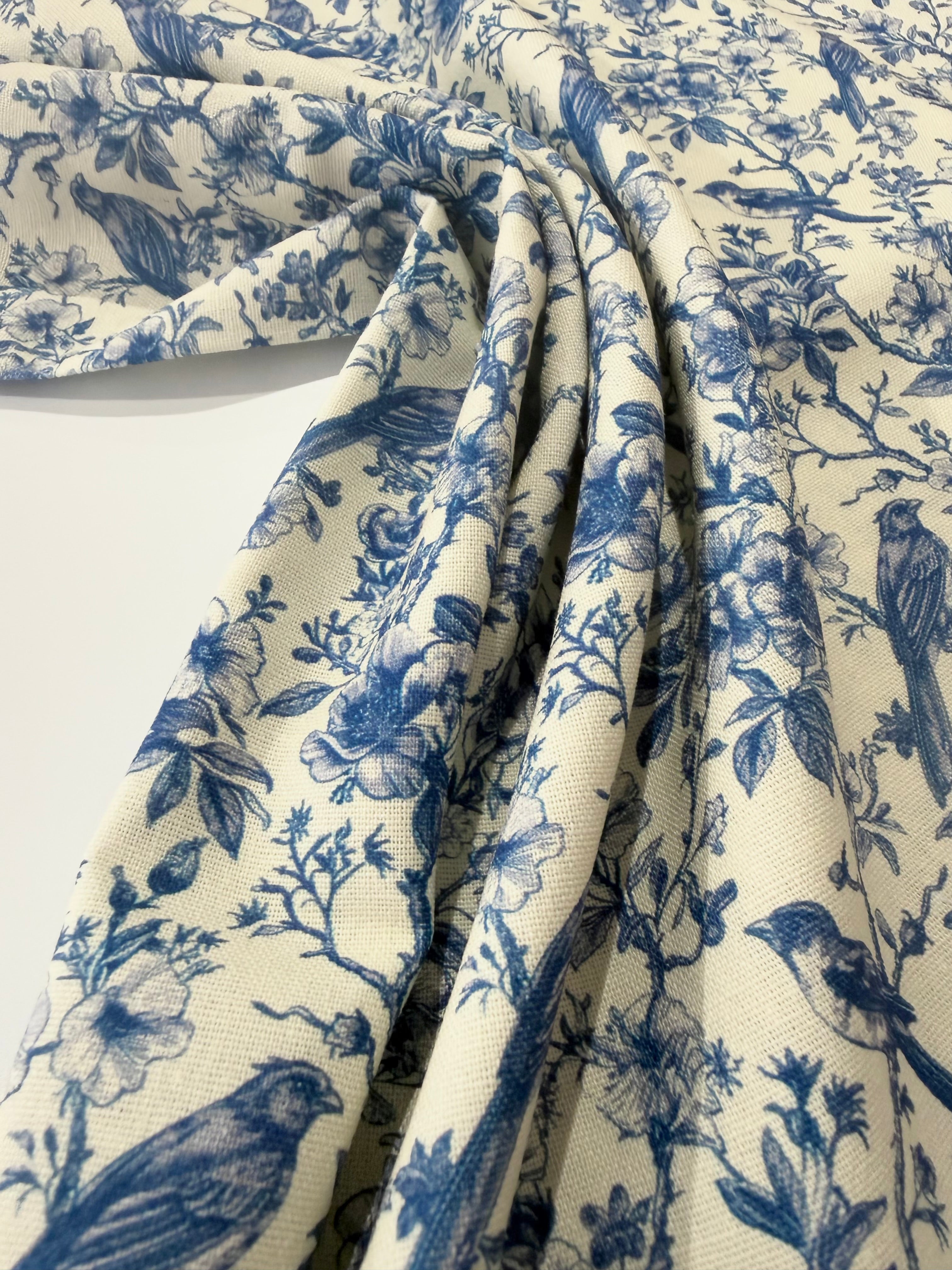 Delft Blue Viscose Linen Blend
