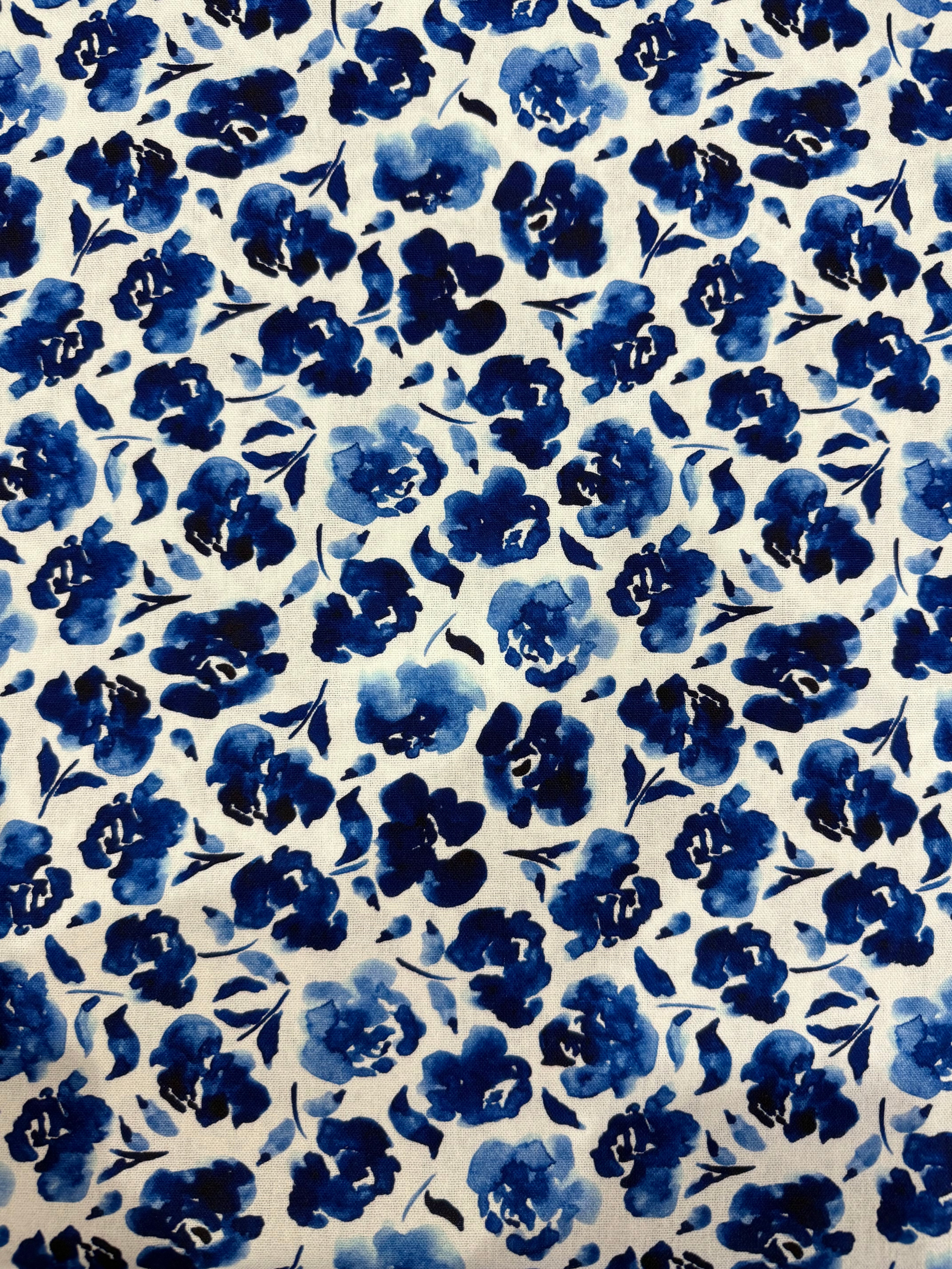 Painterly Flowers Viscose Linen Blend