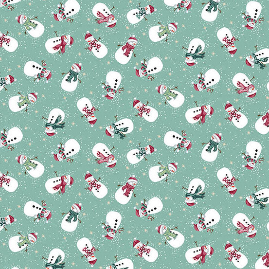 Snowman Teal MU232T - Country Christmas By Makower UK