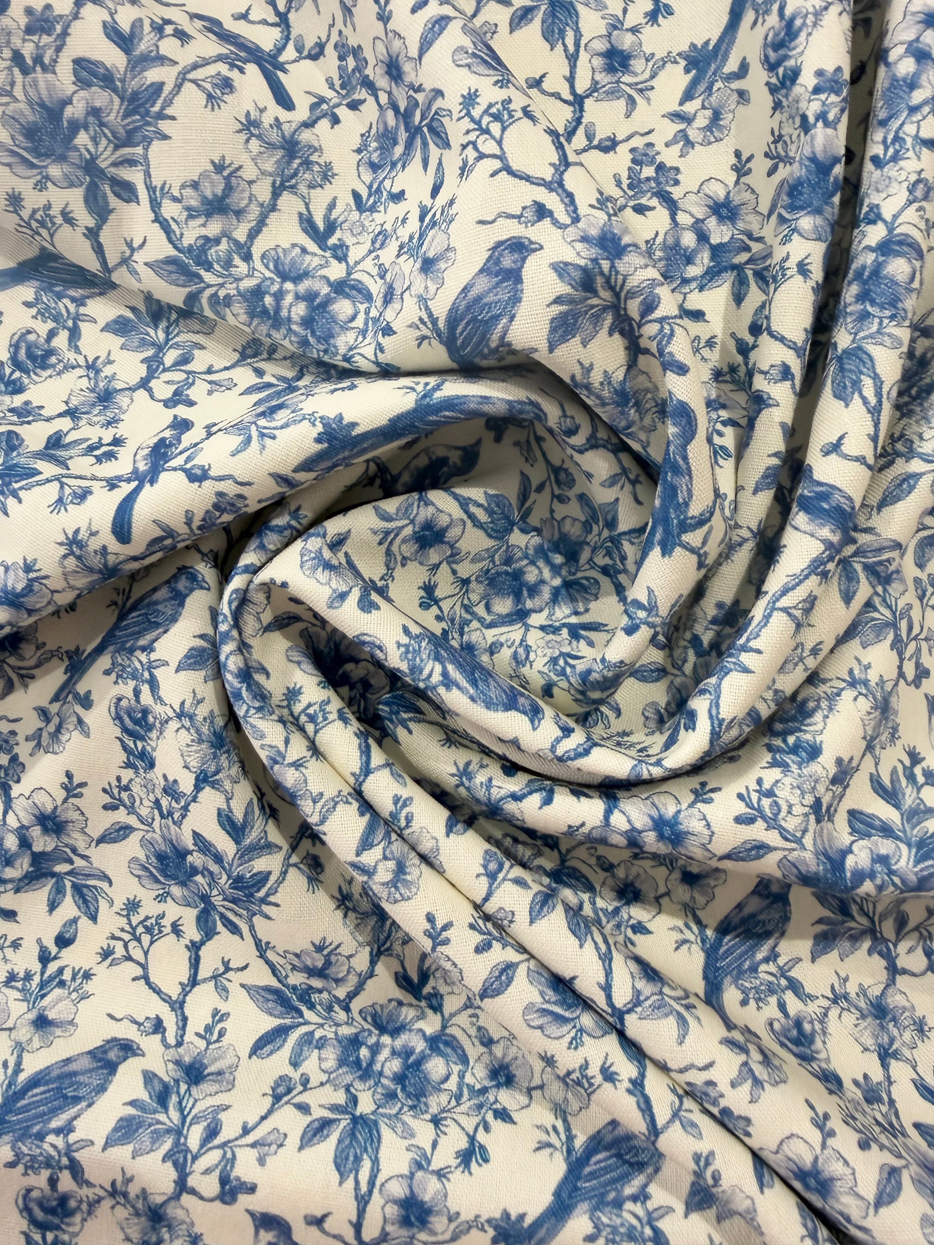 Delft Blue Viscose Linen Blend