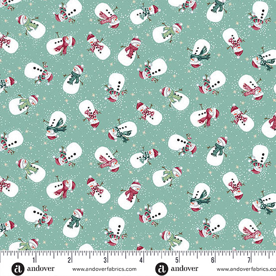 Snowman Teal MU232T - Country Christmas By Makower UK
