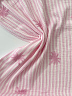 Palm Embroidery Cotton Double Gauze -  Pink