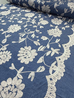 Embroidered Floral Cotton Chambray