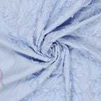 Blue And White Stripe Tickertape Flowers Cotton