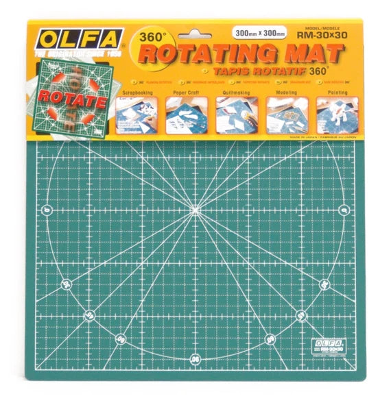 Rotating Cutting Mat 30cm x 30cm RM-30x30-RC - By Olfa