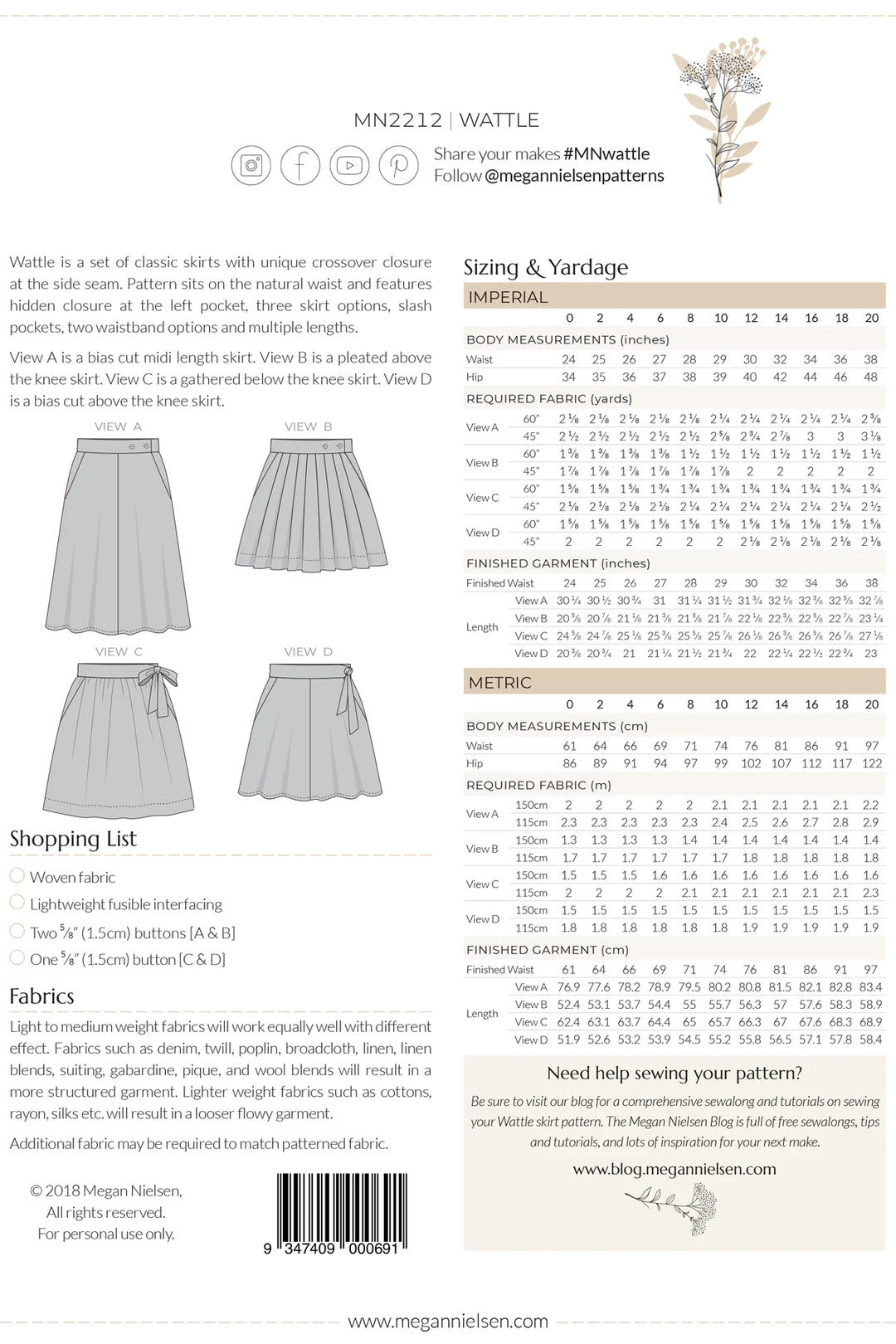 Wattle Skirt Set By Megan Nielsen