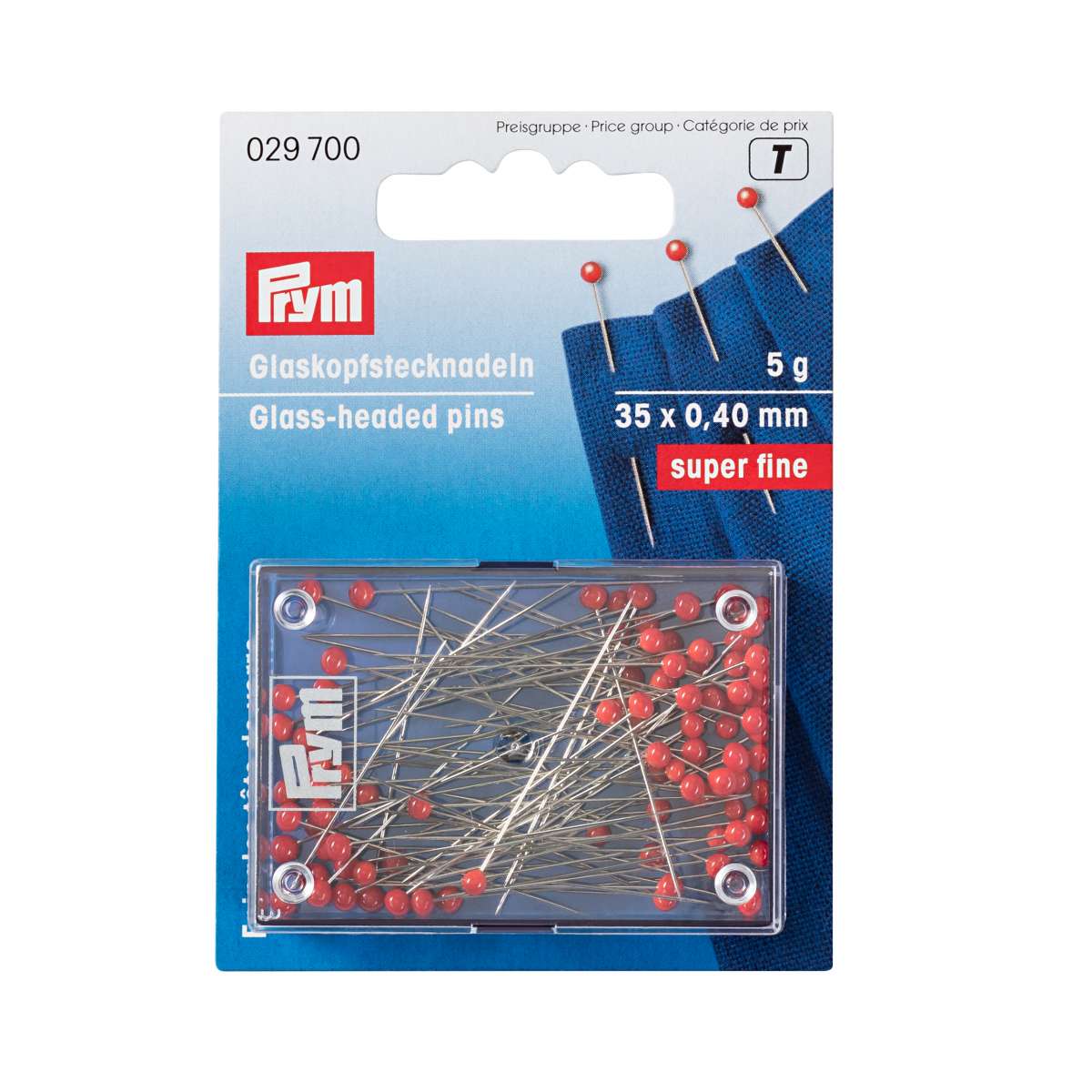 Prym 029700 Glass-Headed Pins Super Fine 35 x 0.40 mm 5g