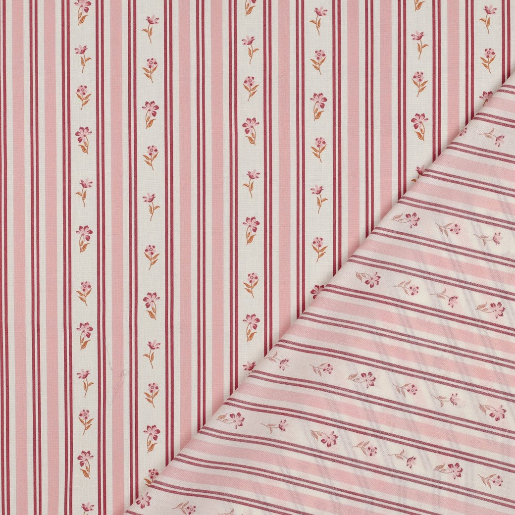 Birdie Stripe Flower Cotton Poplin