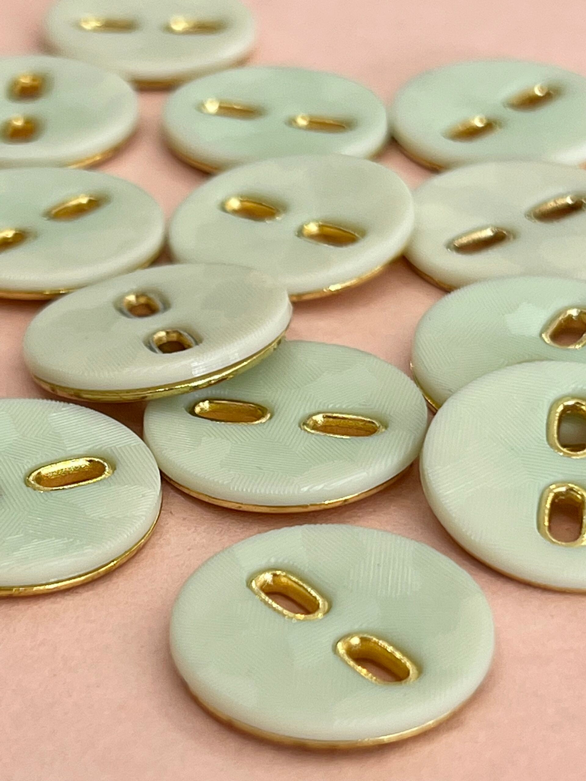 Pale Mint Green And Gold 22mm Buttons