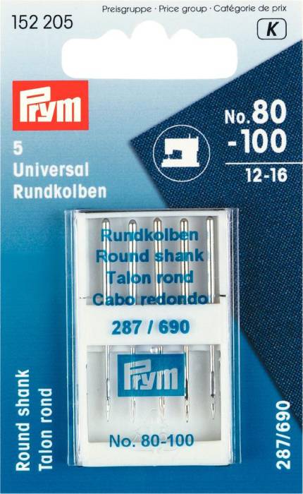 Prym 152205 5 Universal Machine Needles No 80-100 Round Shank