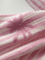 Palm Embroidery Cotton Double Gauze -  Pink