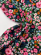 Wildflower Meadow Black Viscose Crêpe
