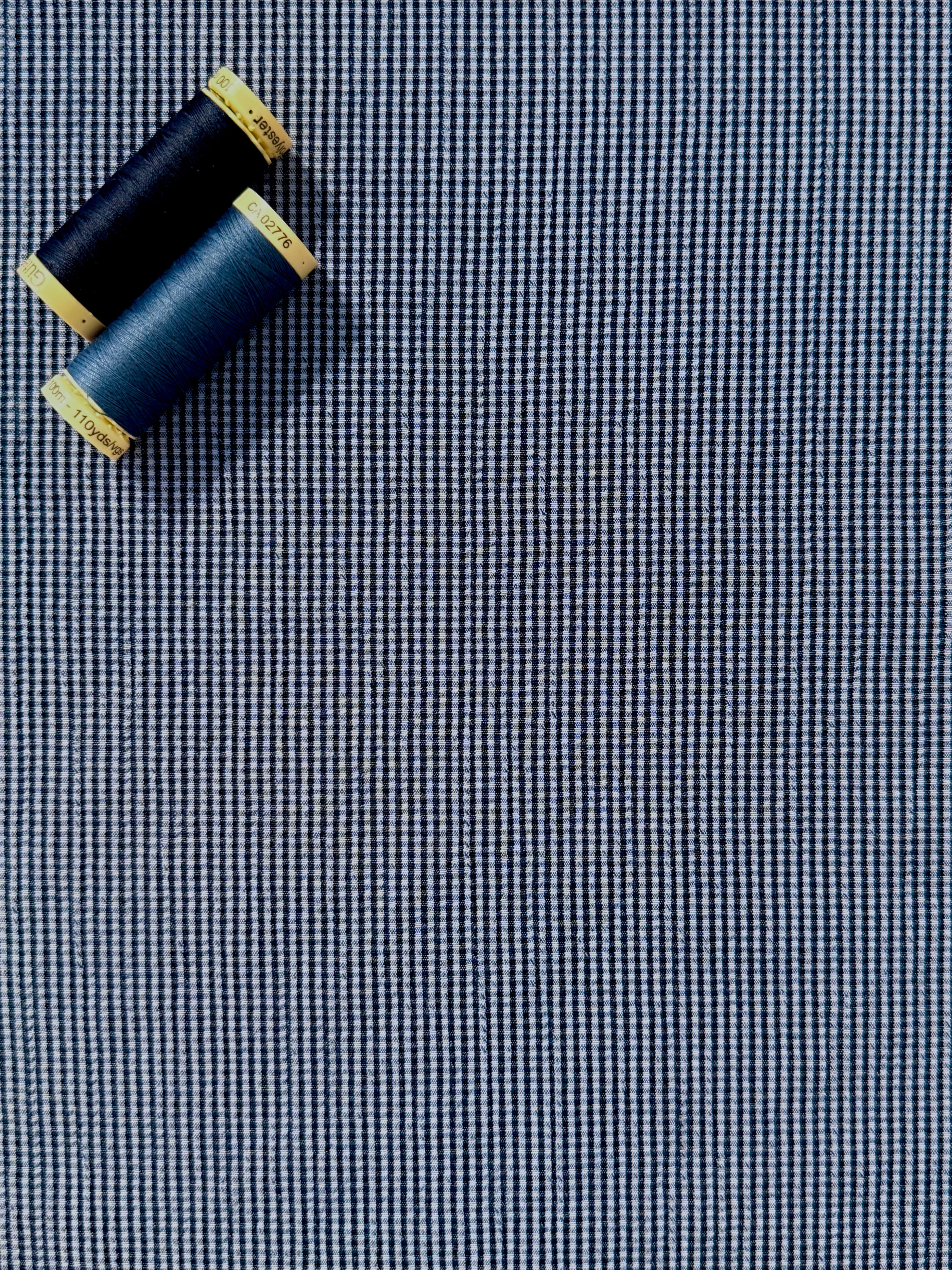 Tiny Gingham Crinkle Deadstock Viscose Blend