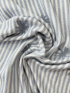 Palm Embroidery Cotton Double Gauze - Blue