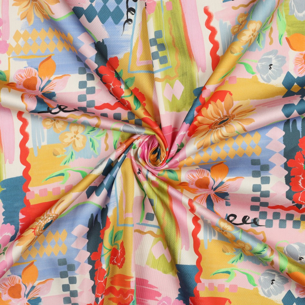 Summer Fiesta Patchwork Cotton Satin
