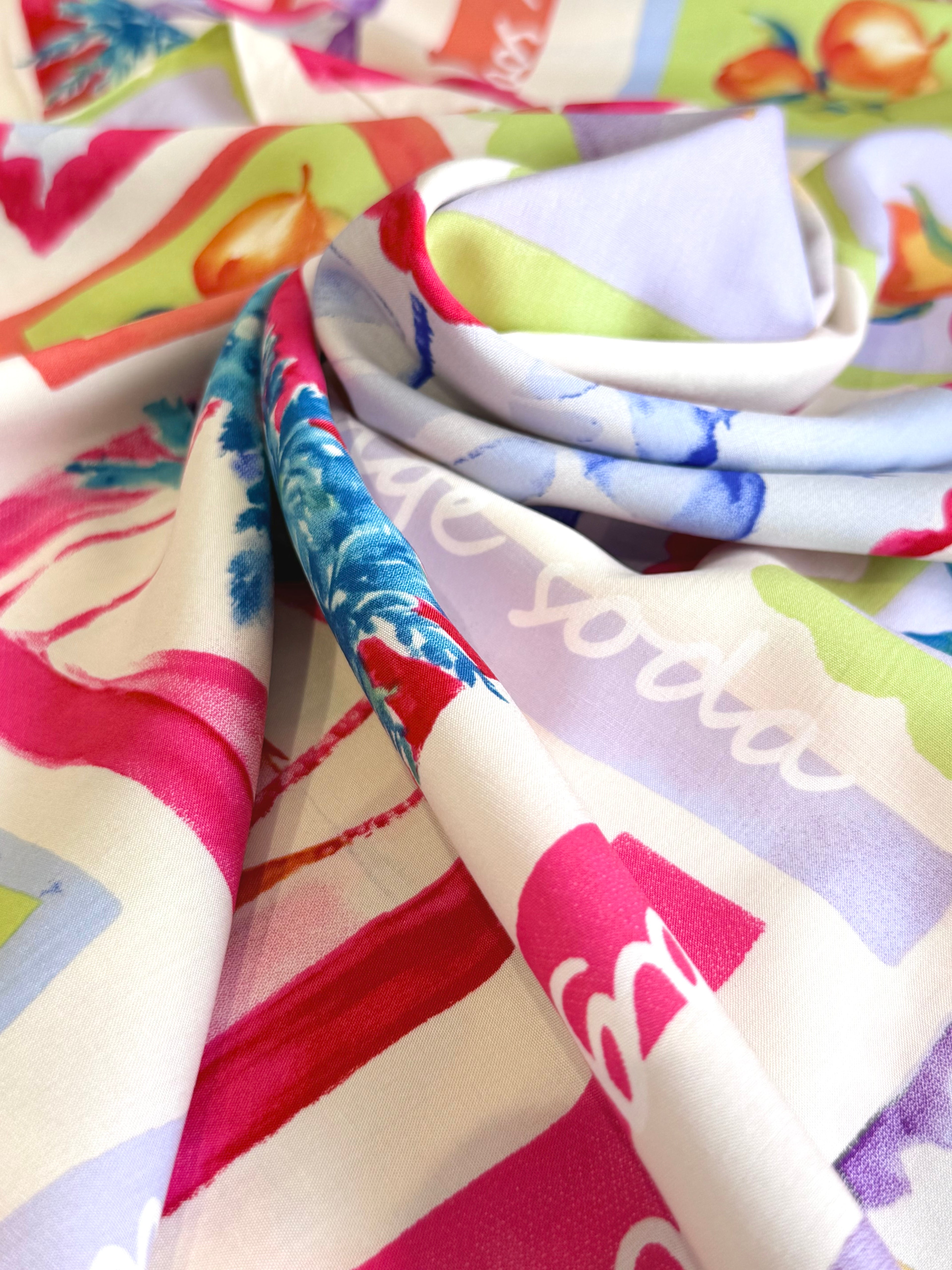 Postcards From The Med Viscose Poplin