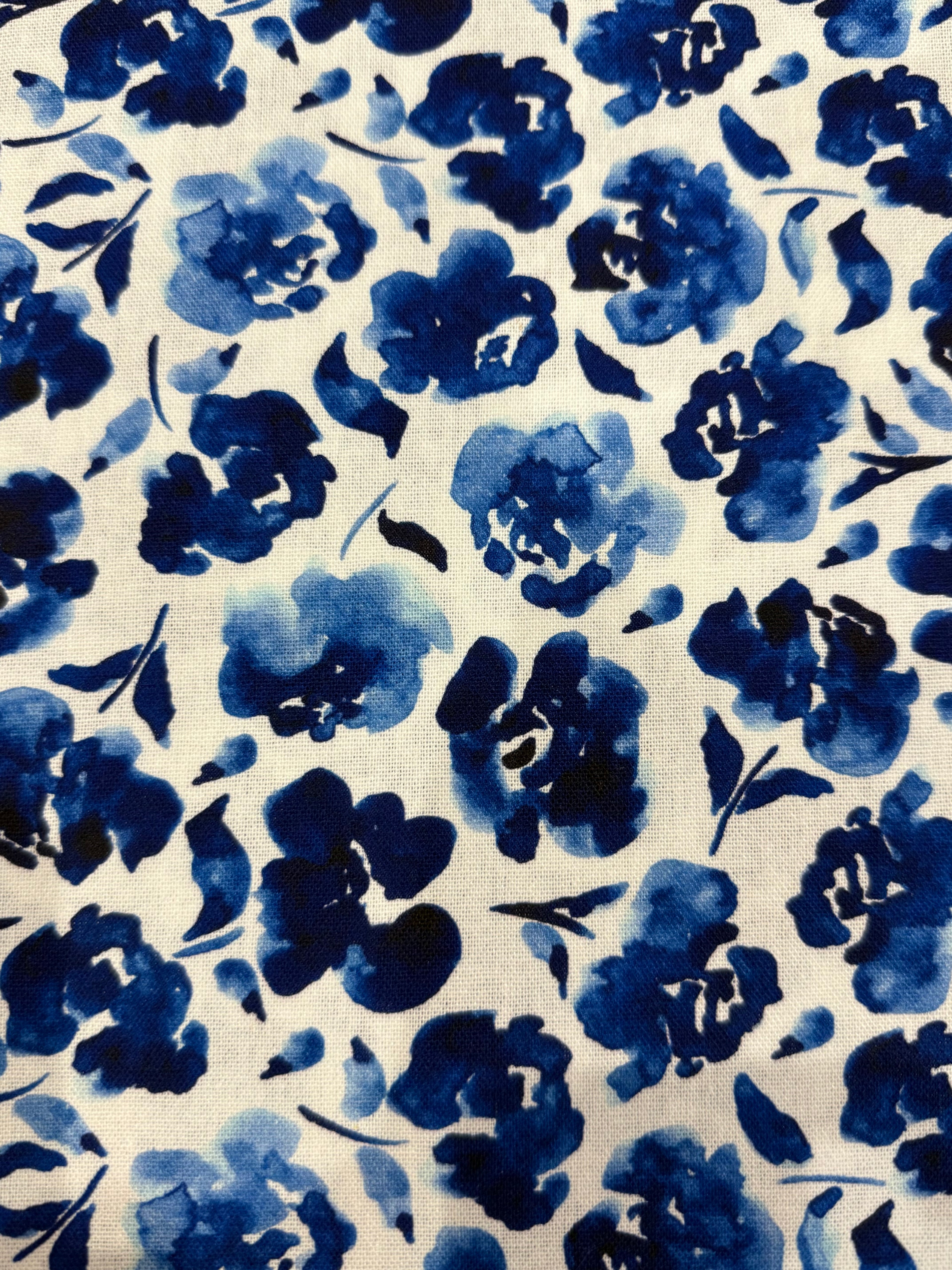 Painterly Flowers Viscose Linen Blend