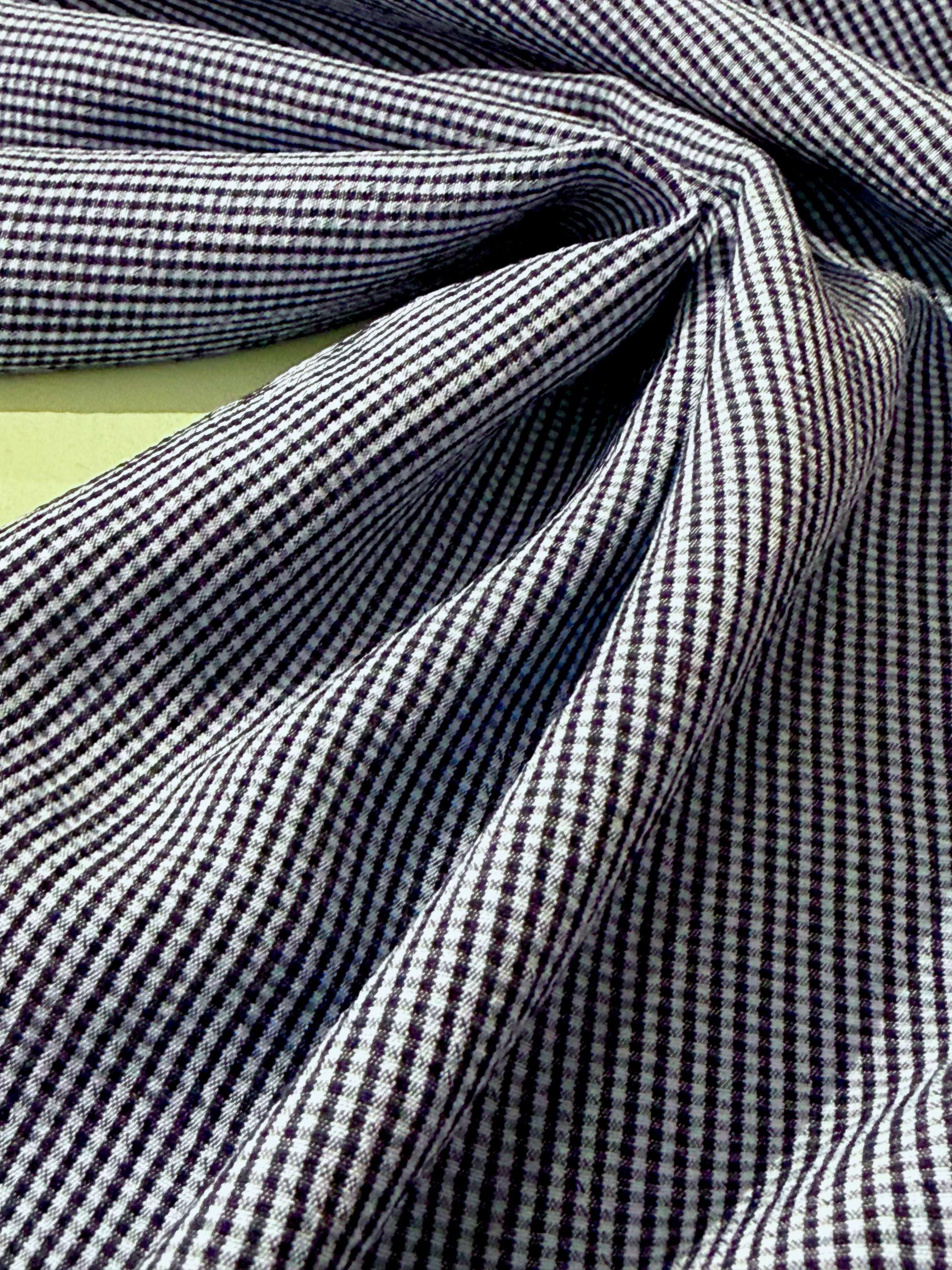 Tiny Gingham Crinkle Deadstock Viscose Blend