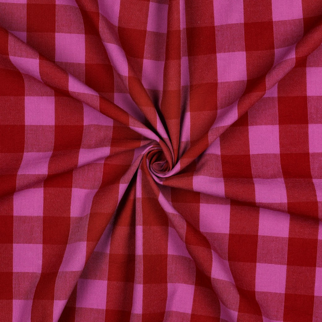 Red And Fuchsia Cotton Yarn Dyed Check