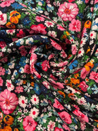 Wildflower Meadow Black Viscose Crêpe