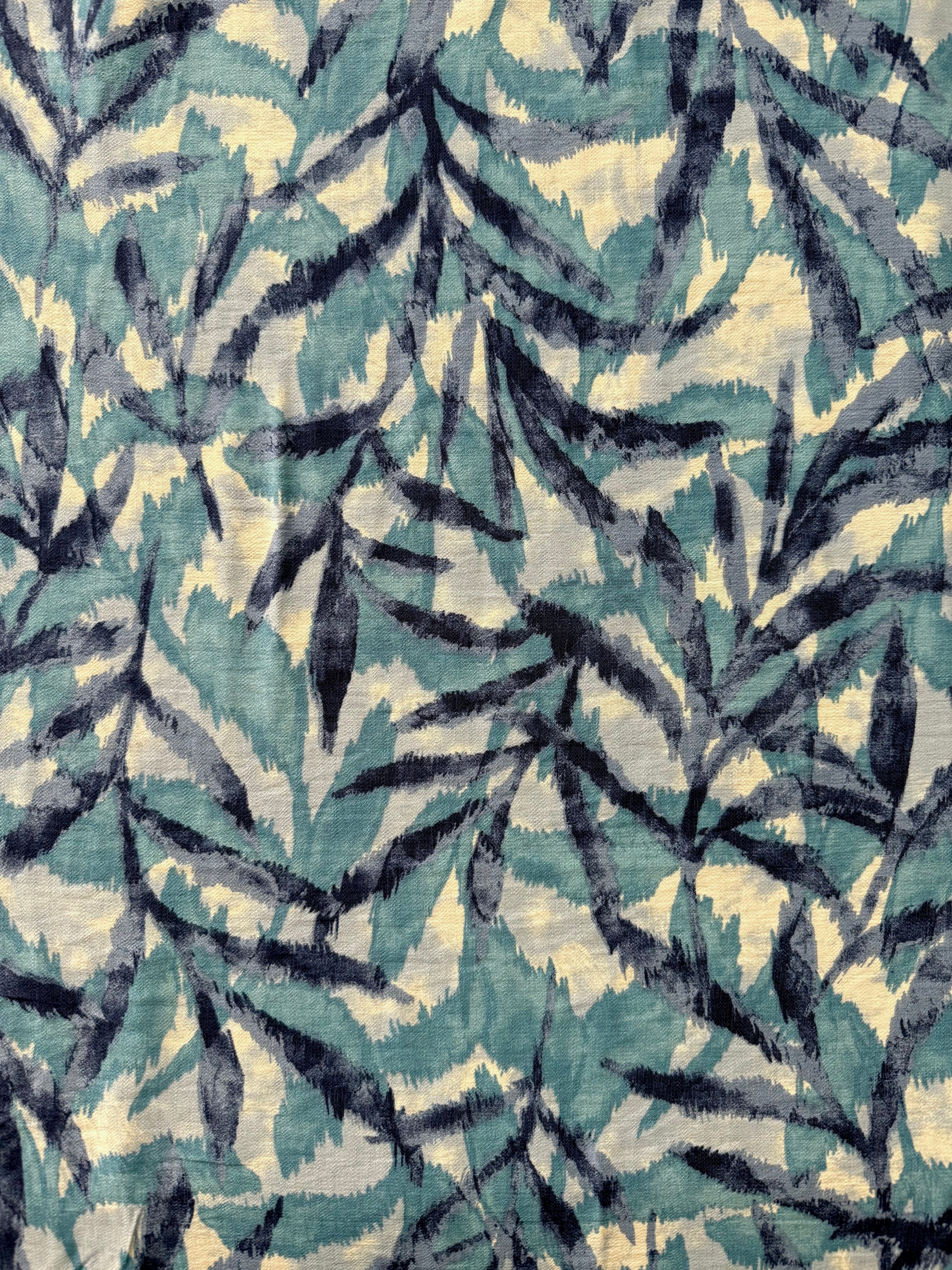 Abstract Leaves Viscose Blend Blue