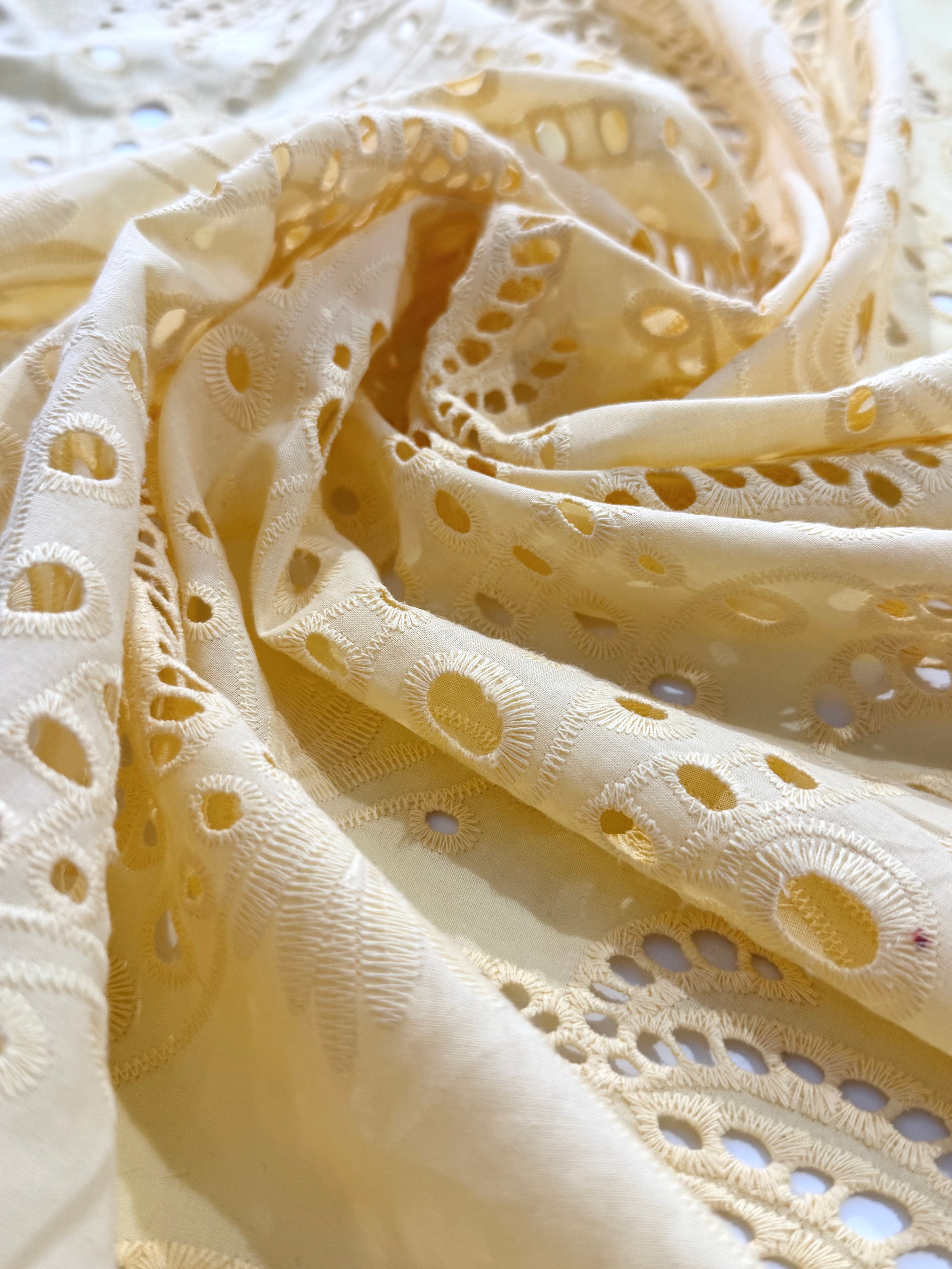 Sunshine Palm Broderie Anglaise Cotton Lawn