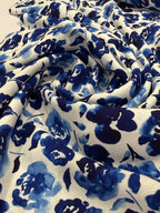 Painterly Flowers Viscose Linen Blend