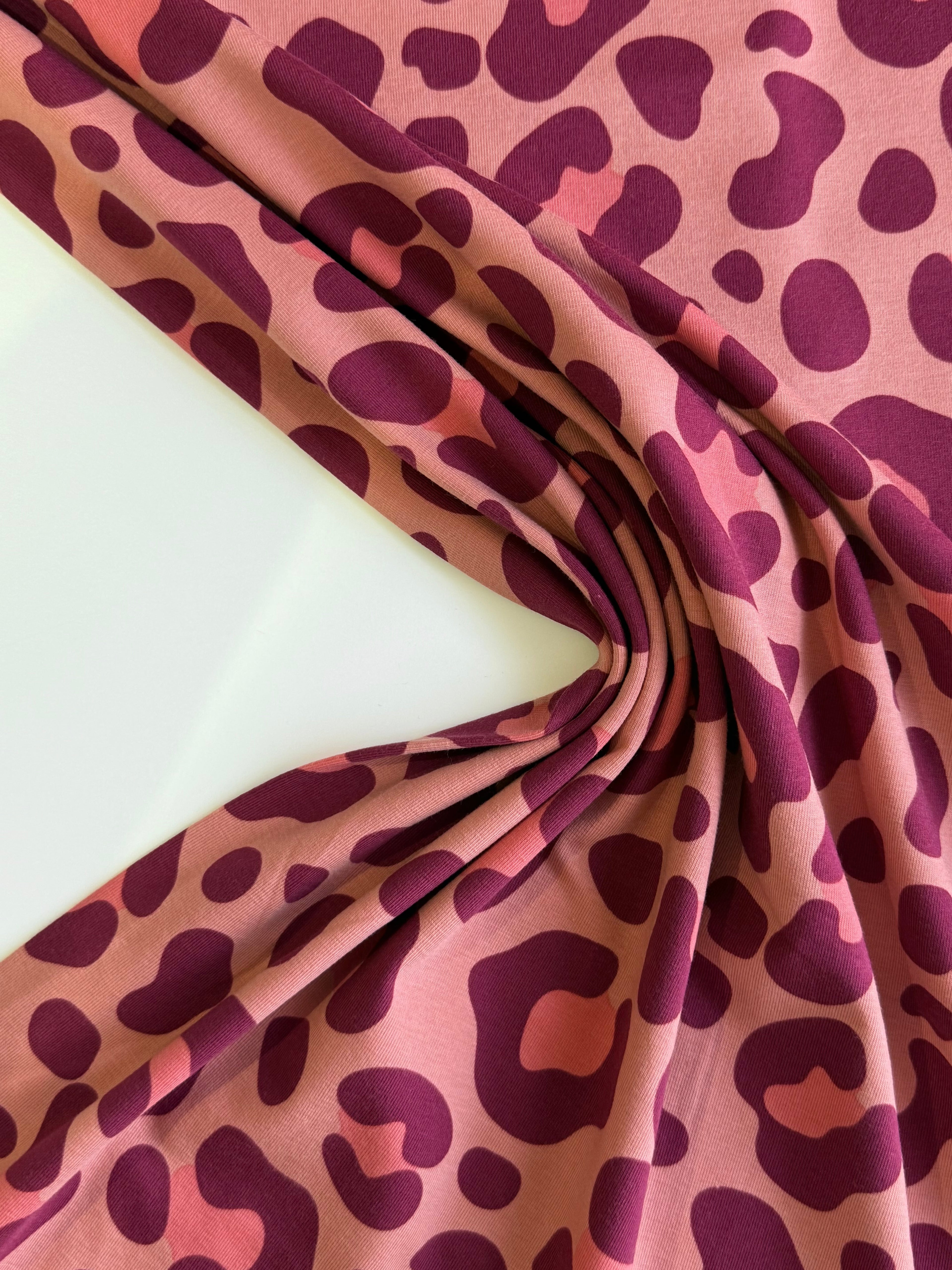Old Rose Pink Leopard Cotton Jersey