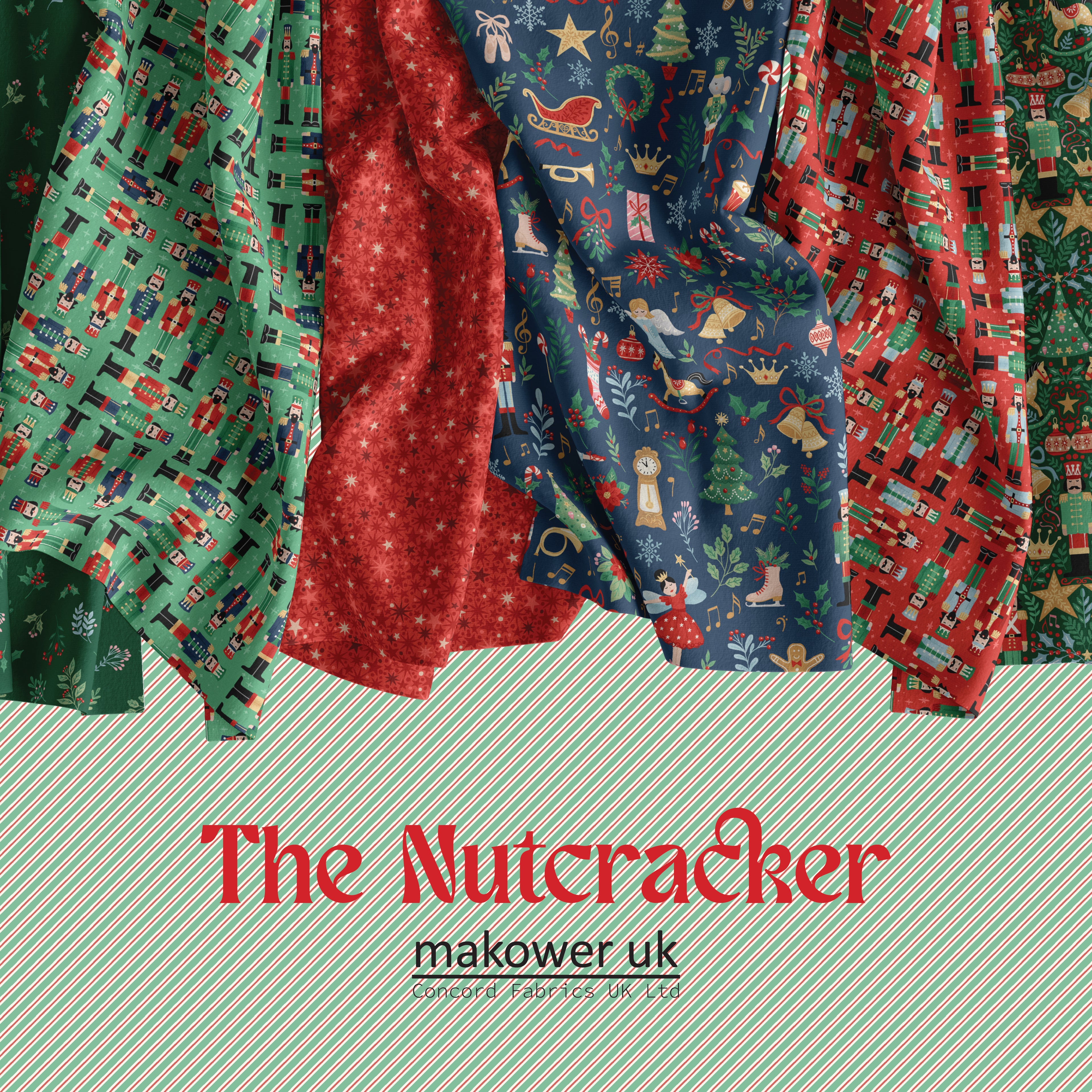 The Nutcracker - Candy Stripe Green MU-227-G - By Makower UK