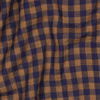 Brown & Navy Gingham Check Cotton Double Gauze