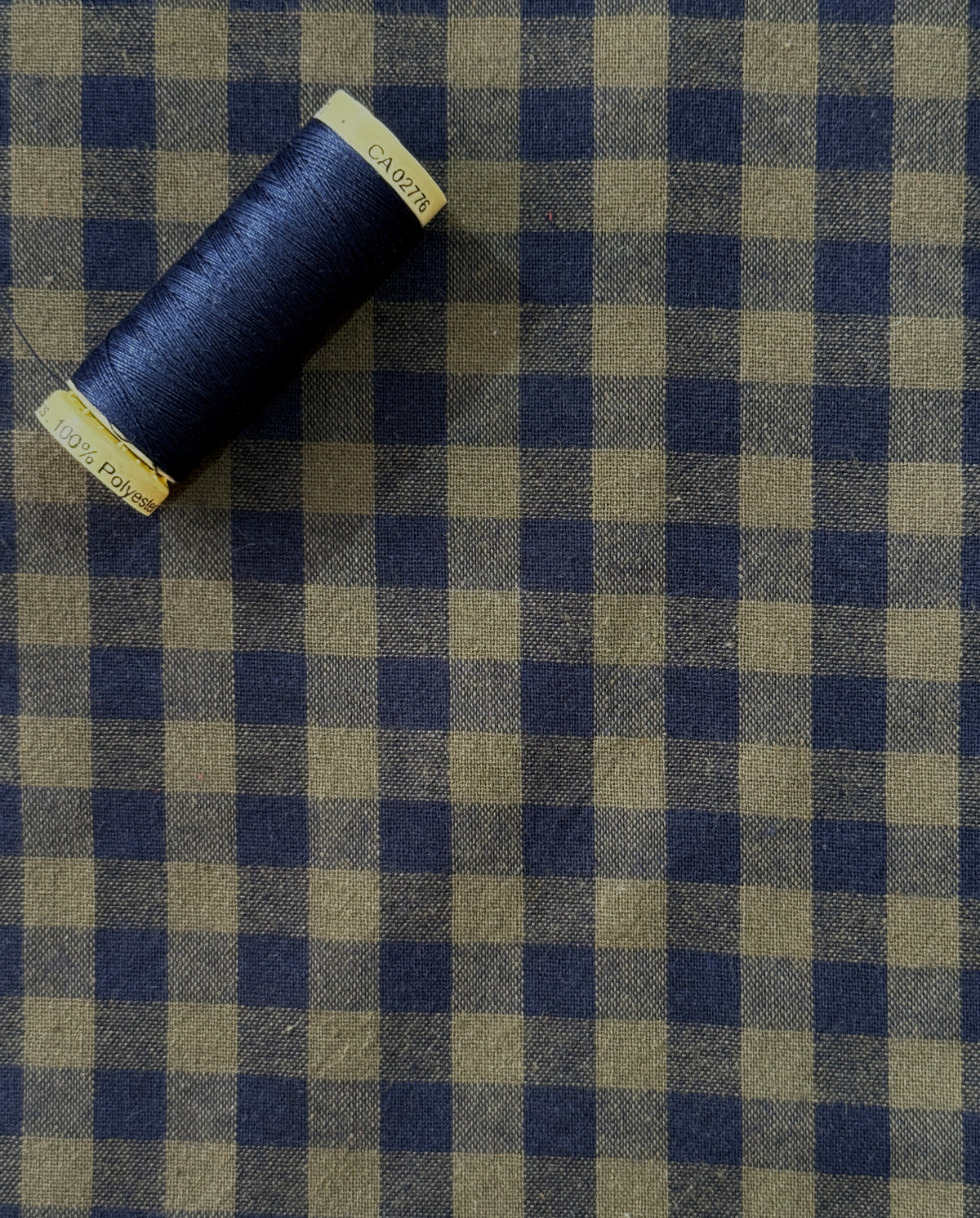 Koushi Gingham Check Japanese Yarn-Dyed Cotton Chambray by Lady McElroy - Olive