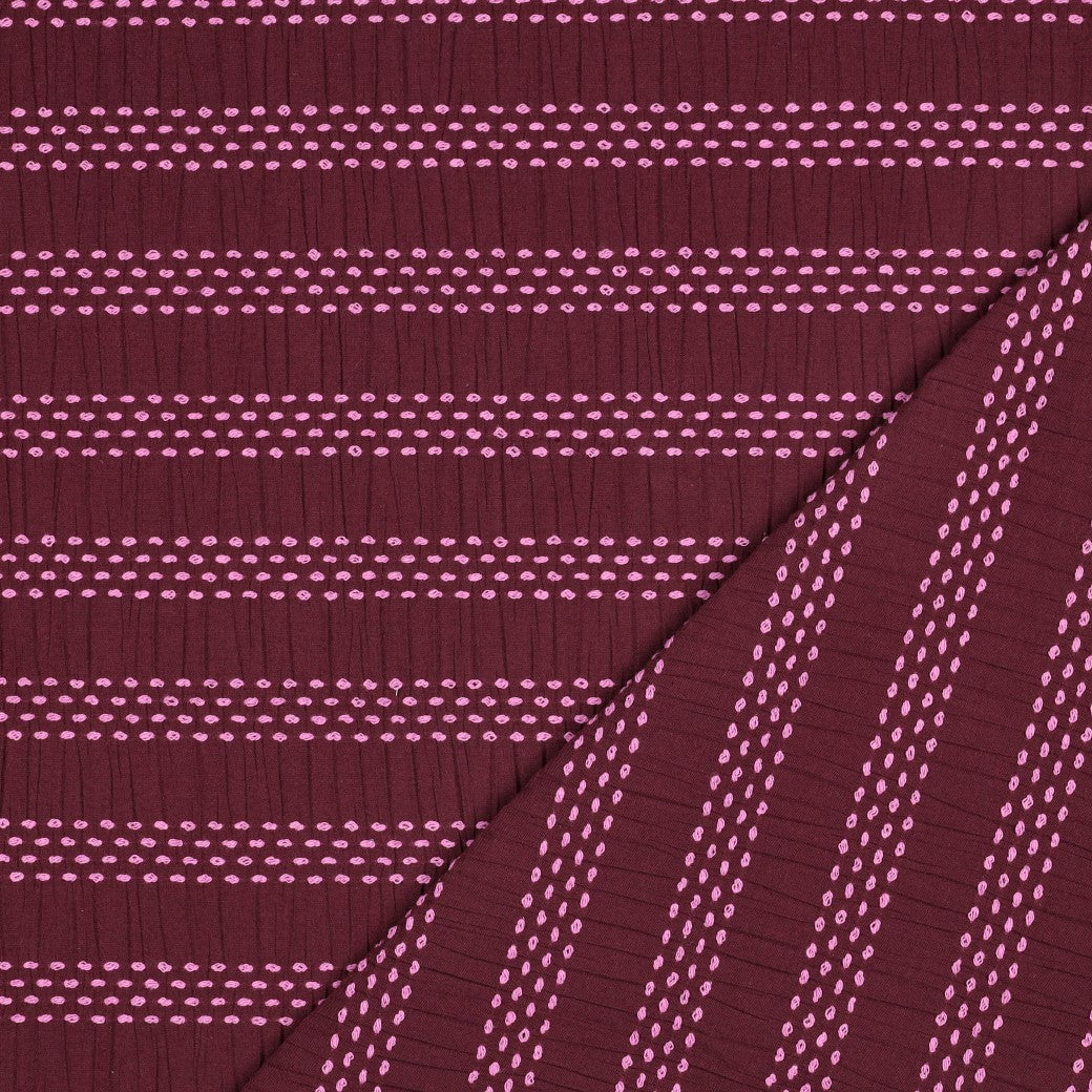 Stitched Stripe Cotton - Burgundy