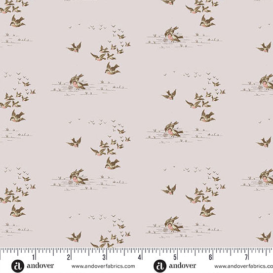 Ayla - Flying Birds Lavender A-1727-P By Max and Louise For Andover Textiles Fat Quarter