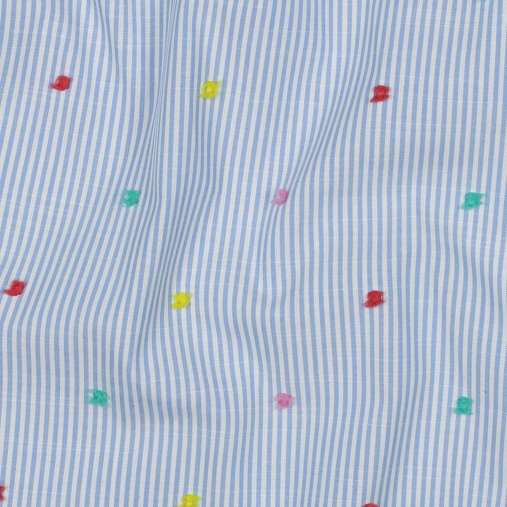 Pinstripe With Multicoloured Dobby Spot Cotton