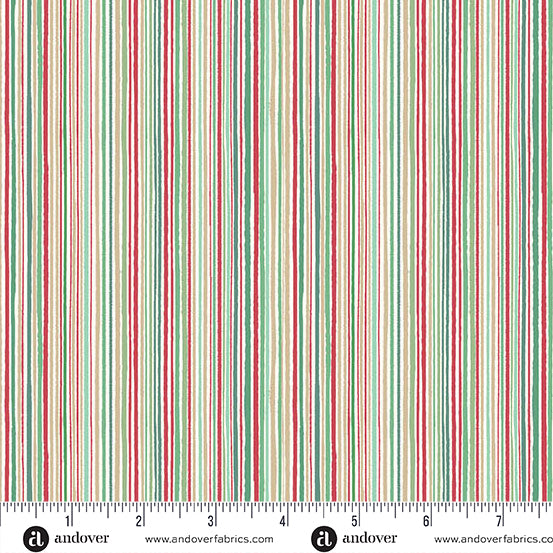 Fine Stripe Cream MU237Q - Country Christmas By Makower UK