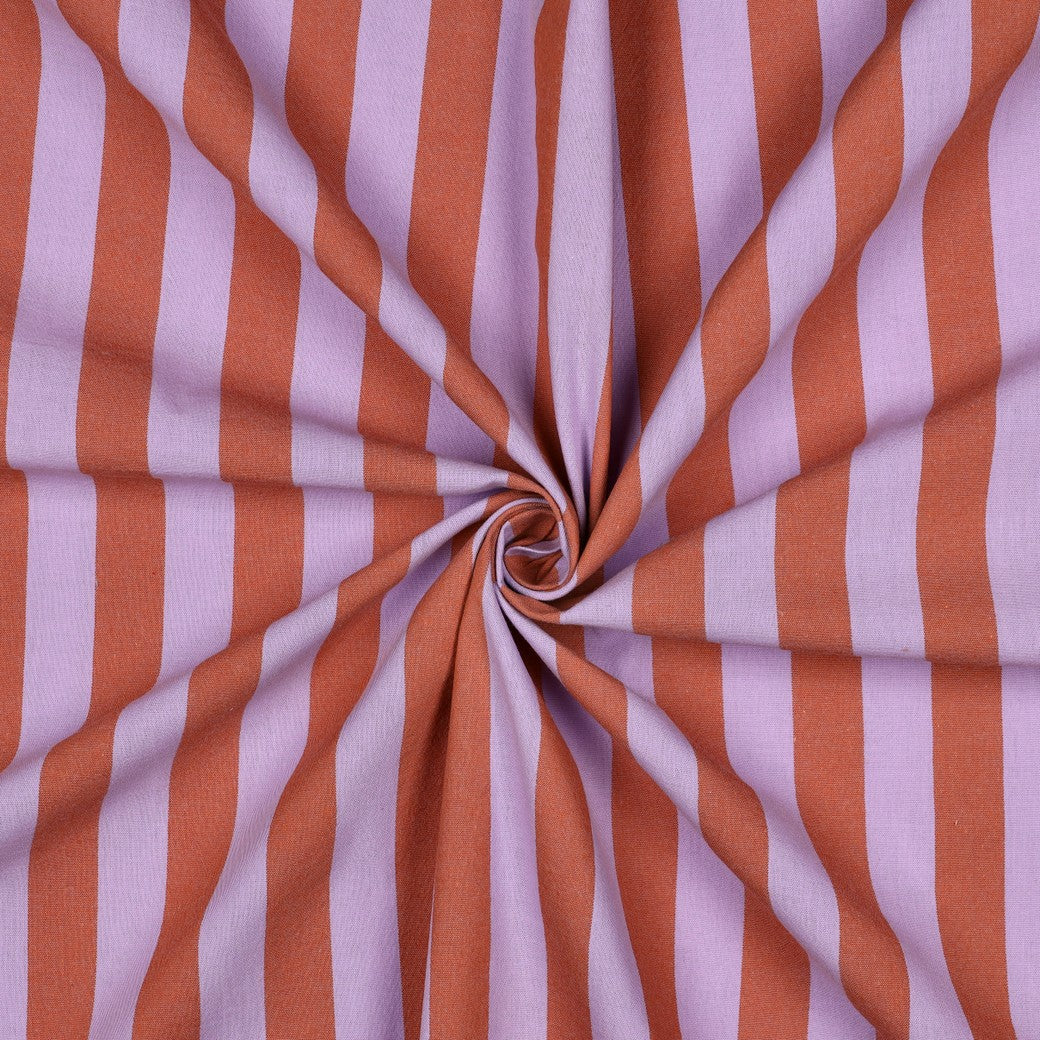 Lavender And Orange Cotton Yarn Dyed Stripes