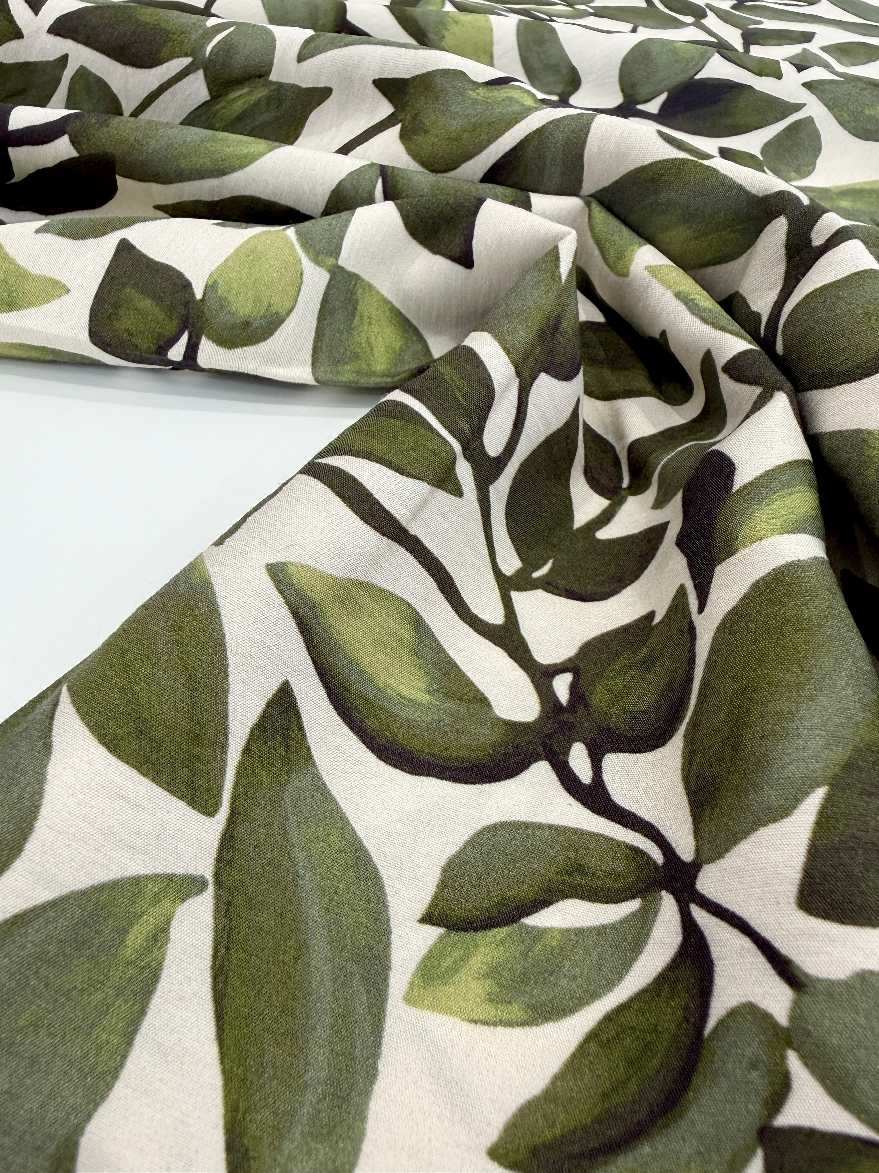 Painterly Leaf Viscose Blend