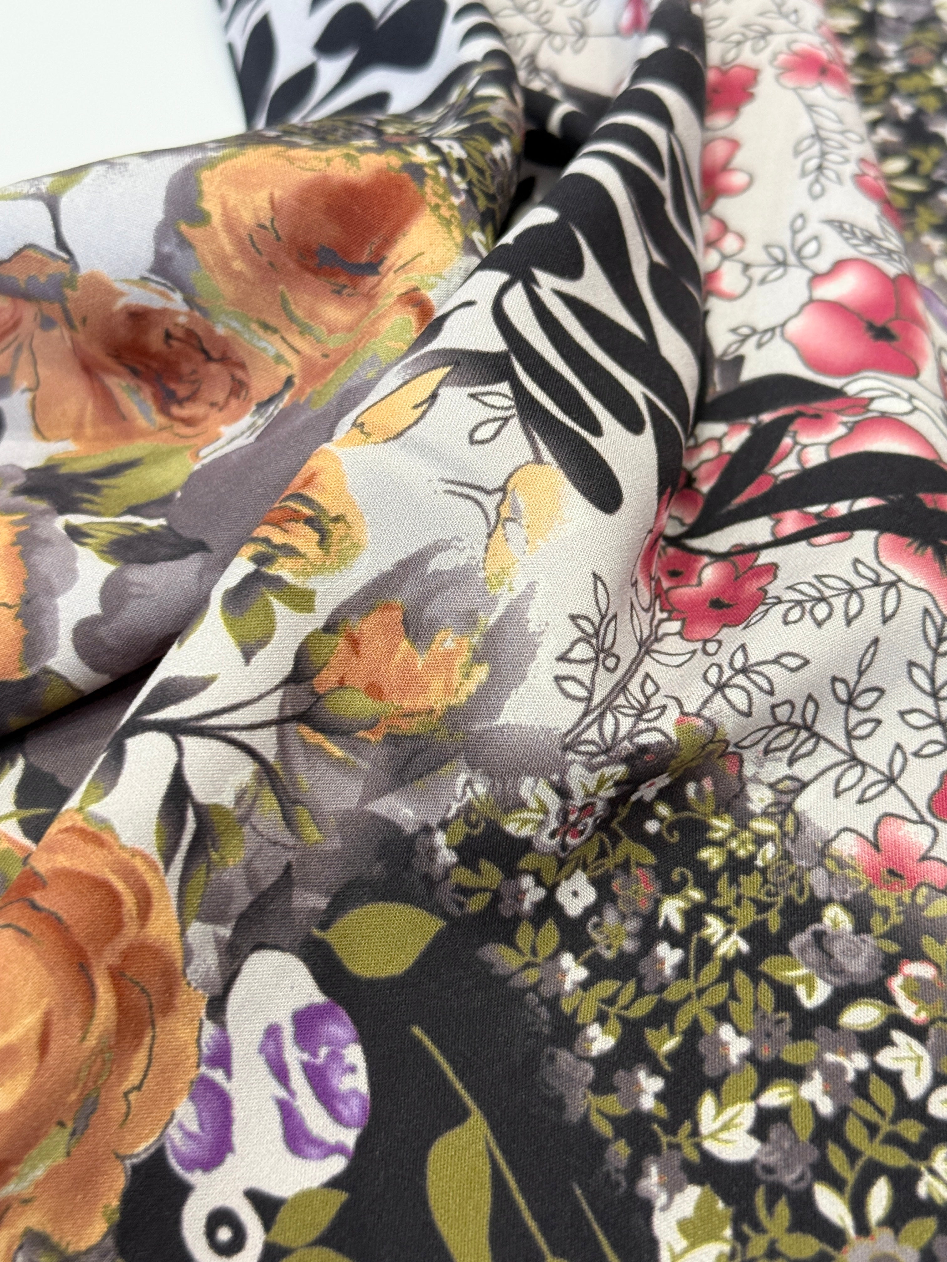 Vintage Collage Viscose Poplin