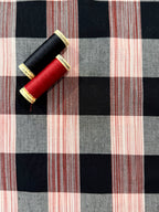 Black And Ruby Check Yarn Dyed Cotton