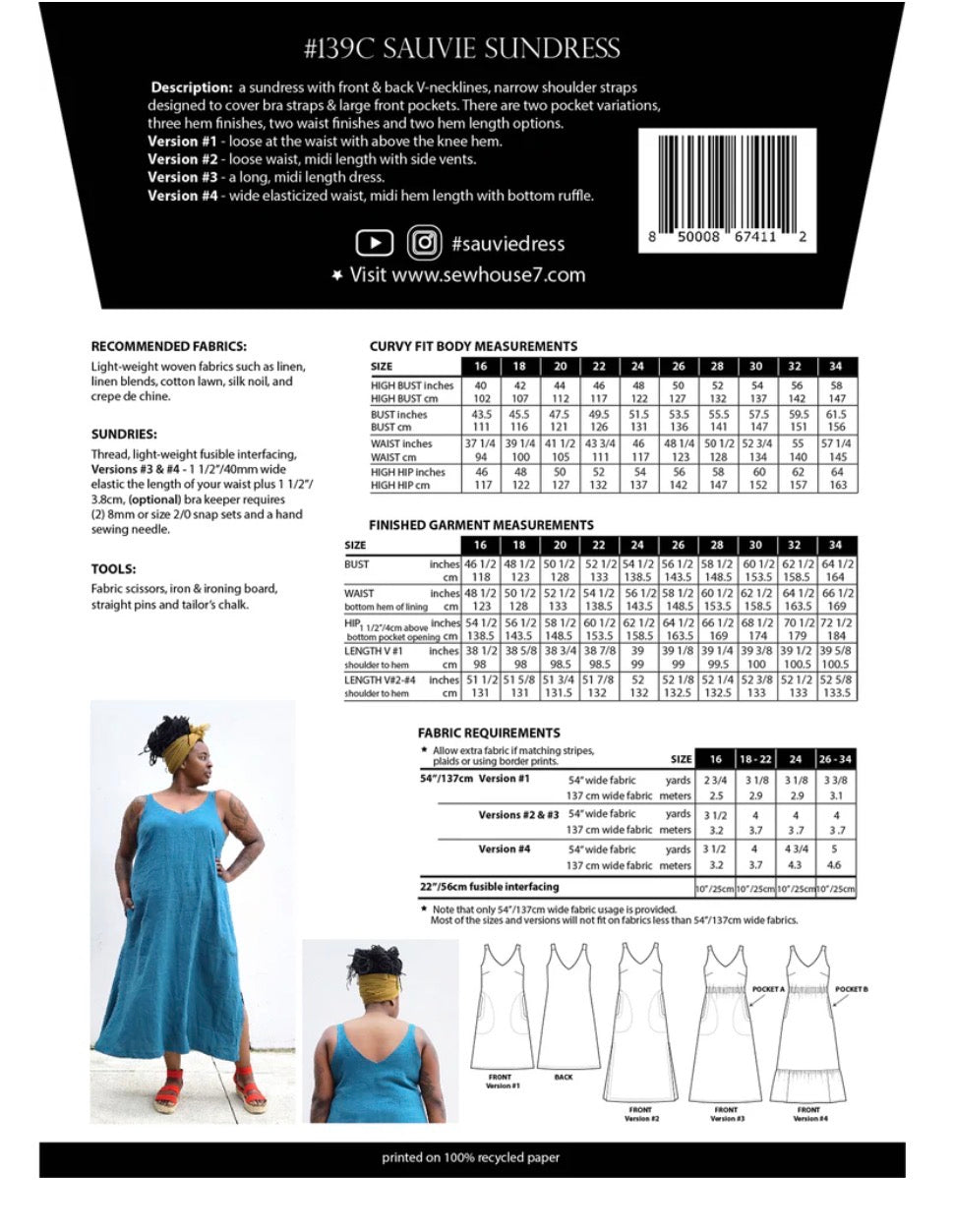 Sauvie Sundress By Sew House Seven Size 00-20 / 16-34