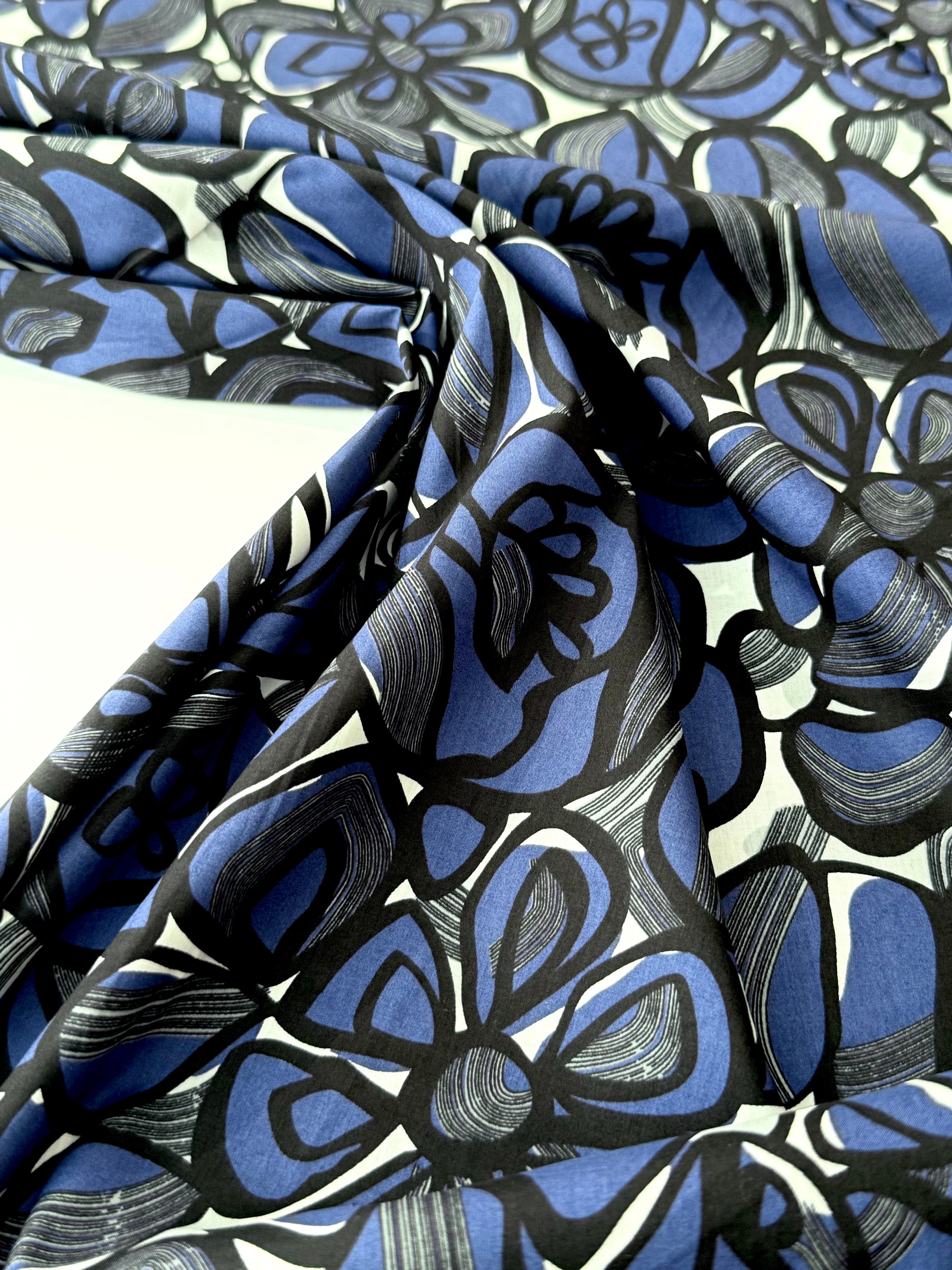 Indigo Bloom Pima Cotton Lawn ￼